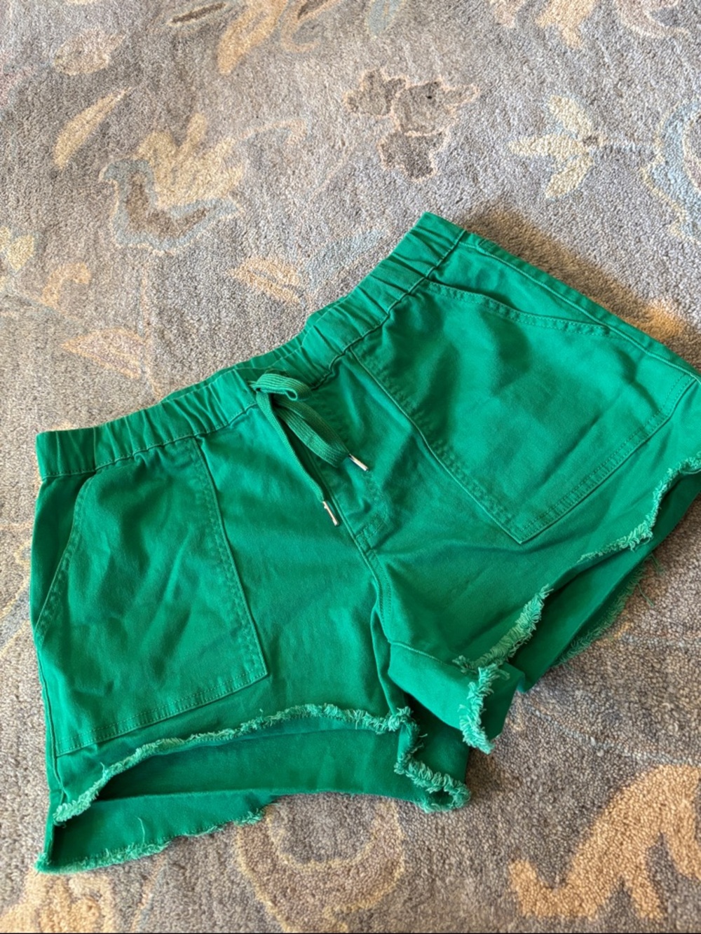 YMI Green Drawstring Raw-Hem Athletic Shorts